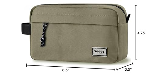 Image of Sooez Big Capacity Pencil Pen Case, Upgraded Canvas Pencil Pouch Large Pencil Bag Organizer, Separate Compartments Easy Grip Handle, Aesthetic Supply for School Teens Adults, Army Green