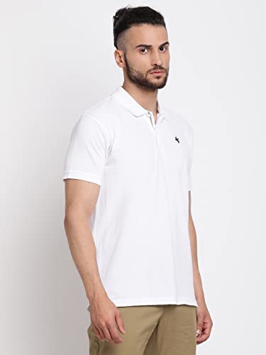Image of Cantabil Men's Cotton Blend Solid Polo Neck T-Shirt (Regular Fit)