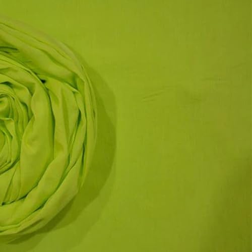 Image of Plain Mulmul Soft Cotton Fabric | Lightweight Breathable Mulmul Cloth | Super Quality Natural Cotton Fabric for Kurta, Dress, Dupatta, Lining & Craft Use (Neon Green, 3.5 Meters)