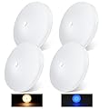 Acegoo RV LED Ceiling Dome Light w/Push Switch 4.5” RV Lights Interior 12V Overhead Puck Light for Motorhome Camper Trailer Boat, Dimmable White Light & Blue Nightlight, Surface Mount,4-Pack (3000K