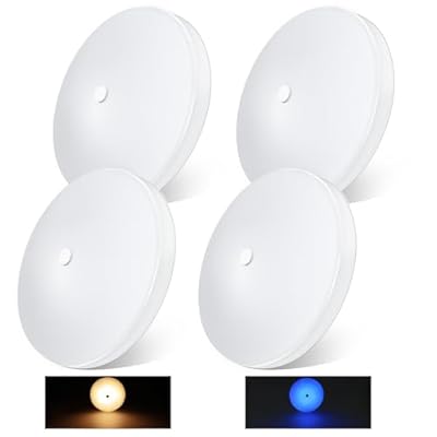 Acegoo RV LED Ceiling Dome Light w/Push Switch 4.5” RV Lights Interior 12V Overhead Puck Light for Motorhome Camper Trailer Boat, Dimmable White Light & Blue Nightlight, Surface Mount,4-Pack (3000K