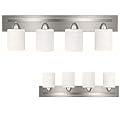 Hollywood Style Modern Wall Mount Lighting, Bathroom Vanity Light Bar, Interior Bathroom Lighting Fixtures with Modern Glass Shade, Bathroom Lights Over Mirror (Brushed Nickel, 4-Lights)