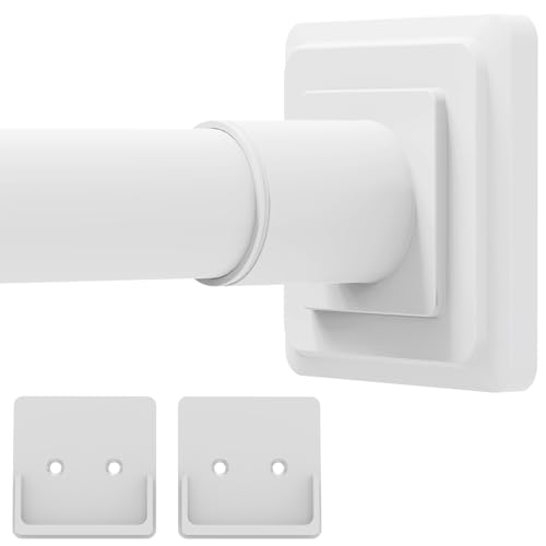 Image of White Shower Curtain Rod,Spring Tension Curtain Rod 30-40 inch,No Drill or Screw Installation Shower Rod for Bathroom, Closet, Kitchen with Brackets