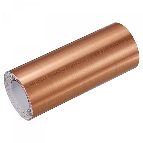 Image of uxcell Waterproof Peel and Stick Decorative Tape Self Adhesive 4.72 inch W x 16.4'L PVC Tape for Wall Edge Rose Gold Tone Brushed (Thickened Style)