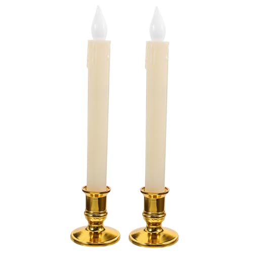 Velas LED sin llama beige en pack de 2 piezas de ABS reutilizables para decoración