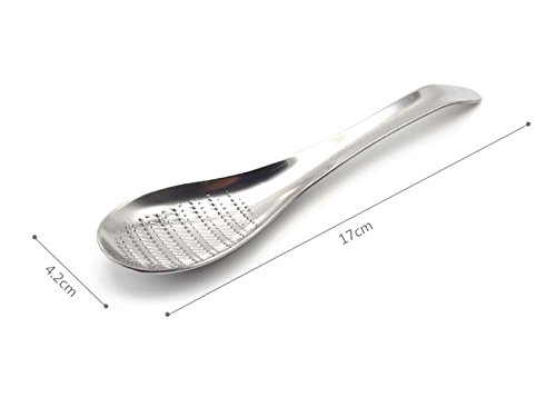 Image of 1Pc Food Grade Stainless Steel Multi-Functional Multipurpose Grinding Grater Peeler Spoon for Garlic, Ginger, Fruits, Potato, Cheese, Vegetables