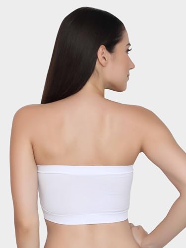 Image of GLAMORAS Polyester Spandex Padded Strapless Non Wired Removable Pads Seamless Bandeau Tube Top Bra, Pack of 2
