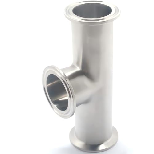 Image of QiiMii Tri Clamp 1.5 inch instrument Tee Tri Clover Tee Fittings 3 Way Stainless Steel SS304,38mm Pipe OD(1.5 Inch),Used In Pharmacy