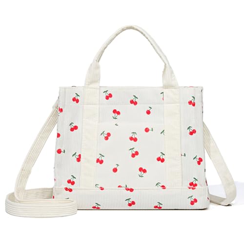 Corduroy Tote Bag Small Satchel Bag for Women Crossbody Bag Purse with Zipper Casual Hobo Handbag