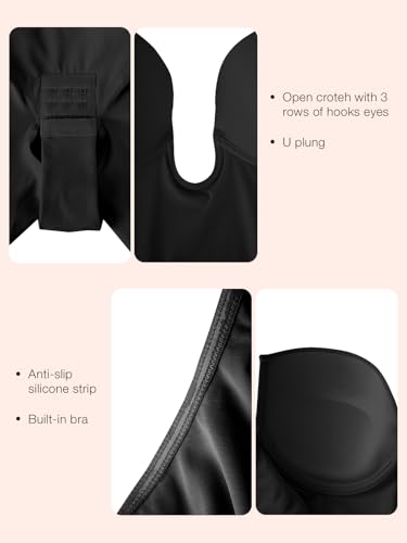 Image of Slimers Backless Shapewear Tummy Control: Low Back Plunge Shapewear Bodysuit - Slimming Built-In Bra Full Body shaper Woman