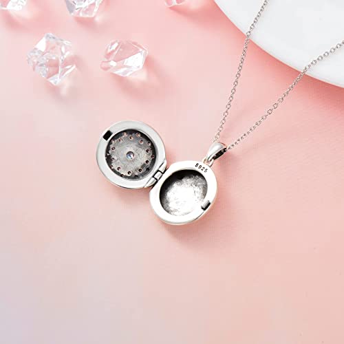 Shusukue Personalized Lotus Locket Necklace That Holds 2 Pictures Birthstone Locket Necklace Sterling Silver Bohemian Engraved Text Pendant Necklace Forever In My Heart Locket For Women Girls Friends #TOP3