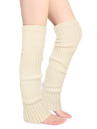 Joyingtwo Thigh Highs Leg Warmers for Women Over Knee High Leg Warmer Crochet Long Socks ((1p) beige)