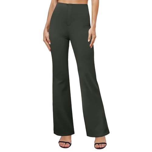 Womens Dress Pants Casual Stretchy High Waist Bell-Bottoms Slacks Business High Waist Bootcut Trousers with Pockets3