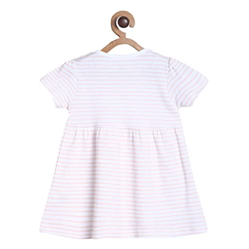 Image of miniklub Baby Round Neck Short Sleeve Knitted Cotton Dress (Pink Color)
