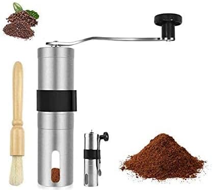 コーヒーミル 手動 コーヒーミルブラシ付き アウトドア 手挽きコーヒーミル 手動式 セラミック製臼 ステンレス 持ち運びやすい お手入れ簡単 19cm 最大69 オフ