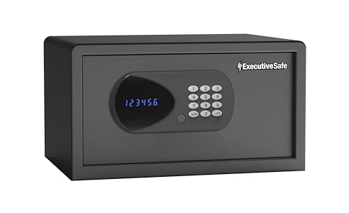 ExecutiveSafe ACS-2 Digital Safe Box for Home, Office & Hotel – Electronic Keypad, Motorized Bolts, LED Display, USB Power Port & Emergency Key Lock – Compact 0.49Cu.Ft Security Safe, Black