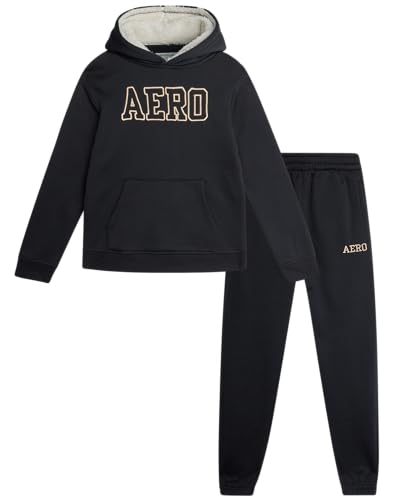 AEROPOSTALE Boys Joggers Set - 2 Piece Warm Sherpa Lined Pullover Hoodie and Jogger Sweatpants for Boys (Sizes: 4-12)