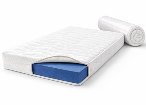 Kikishop Comfort 70x160 cm Polyether Matras SG30, 14 cm Dik, Medium Stevigheid, Orthopedisch Schuimmatras, Anti-Allergisch, Afneembare Wasbare Hoes, Wit