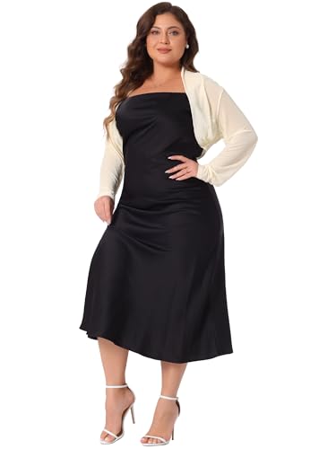 Image of Agnes Orinda Plus Size Mesh Crop Cardigans for Women Long Sleeve Open Front See Through Sheer Bolero Shrug Top