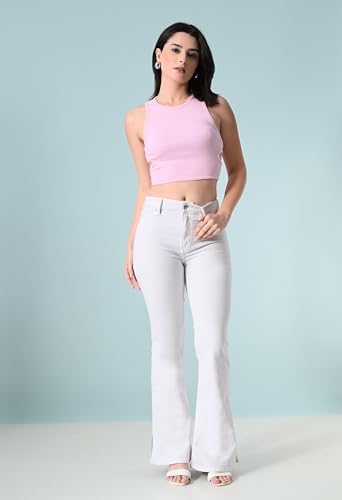 Image of Women's Cotton Ribbed Crop Top | Sleeveless Slim Fit Tank | Summer Wear