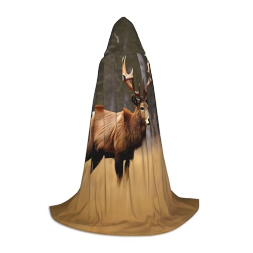 Cape à capuche imprimé élan et ours pour déguisement d'Halloween