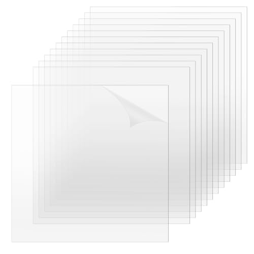Image of TKOnline 15 PCS Plexiglass Sheets, 12 inch x 12 inch x 0.01 Clear PET Sheet Panels, Clear Acrylic Plastic Sheet for Picture Frame, Invitations, Poster Frames Plastic Board