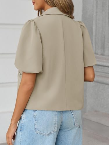 Cicy Bell Womens Puff Short Sleeve Blazers Business Casual Button Down Lightweight Suit Jackets3