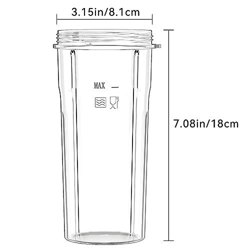 2 * 24oz (2.5 cups) Larger blender Cups Replacement, Compatible with ABULER Smoothie Blender 900W