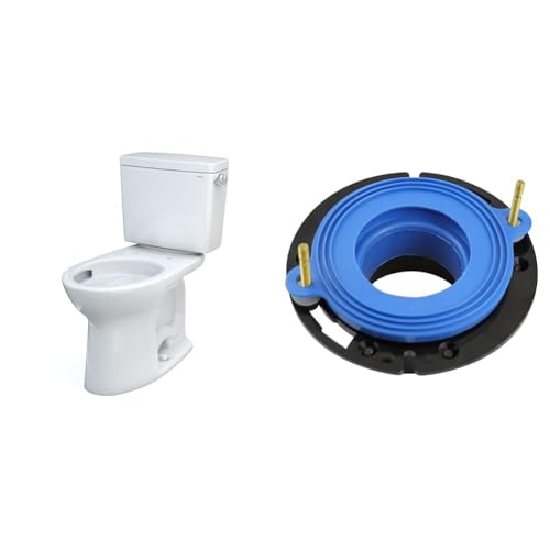 TOTO Drake Two-Piece Elongated 1.28 GPF Universal Height TORNADO FLUSH Toilet & Fluidmaster 7530 Universal...