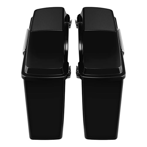 Alforjas duras con tapas para altavoces 6x9 y soportes de conversión cromados para Harley Davidson Softail 1984-2017 modelos FLST, FLSTC, FLSTF, FLSTN, FLSTS Negro brillo miniatura 4