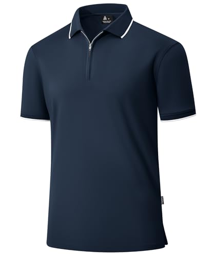 Polo para hombre de manga corta con cremallera 1/4, transpirable y ligero, ideal para golf, tenis y uso casual