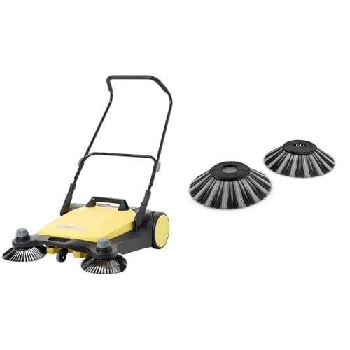 Kärcher Kehrmaschine S 6 Twin (Max. Flächenleistung: 2500 m²/h) & Seitenbesen mit spezieller Beborstung für feuchtes und feinkörniges Kehrgut wie Laub für die Kehrmaschinen S 6 bis S 6 Twin