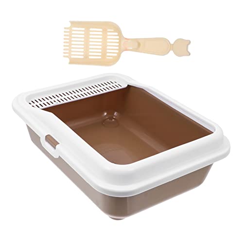 JUMPLAWN 高容量猫砂盆 半閉じデザイン 猫用トイレ 便利な砂すくい付き ペ