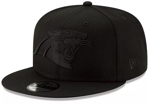 New Era NFL 9FIFTY Black On Black Adjustable Snapback Hat Cap One Size Fits All (US Alpha One Size Carolina Panthers)