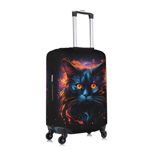 Watercolor Neon Cat Luggage Cover Washable Suitcase Cover Anti-Scratch Luggage Protector Covers Elastic Suitcase Identify M fits 22-24 Inch Luggage3