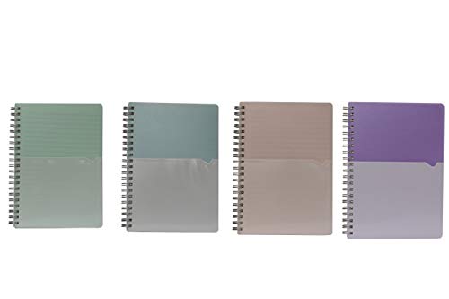 Caderno Espiral Pp C/Bolso Multiuso 185Mmx140Mm - 140Págs, 70G, Pautado Sortido (Rs, Az, Vd, Lilás)