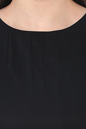 Image of Miss Chase Women's Black Full Sleeve Round Neck Solid Shift Mini Dress