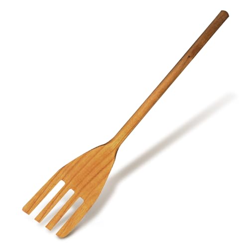 Fackelmann Forchettone multiuso da cucina, ideale per pasta lunga, arrosti, materiale in legno di ciliegio, lavare a mano, dimensione 35 x 6 x 1,3cm, Linea Ecoelegant