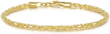 14K Gold Rope Chain Bracelet for Women and Men Dense Design Gifts...