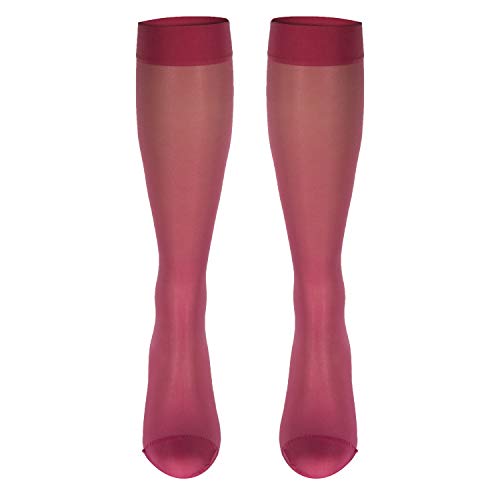 Image of Truform Sheer Compression Stockings, 15-20 mmHg, Women's Knee High Length, 20 Denier, Pink, Large