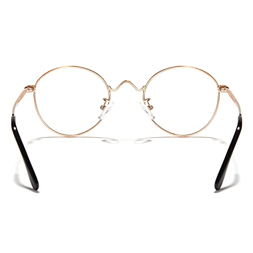 Image of Cyxus Blue Light Blocking Glasses Round Metal Frame Computer Glasses | Blue light blocking glasses featuring round metal frame, comfortable fit and versatile use for work, study and entertainment