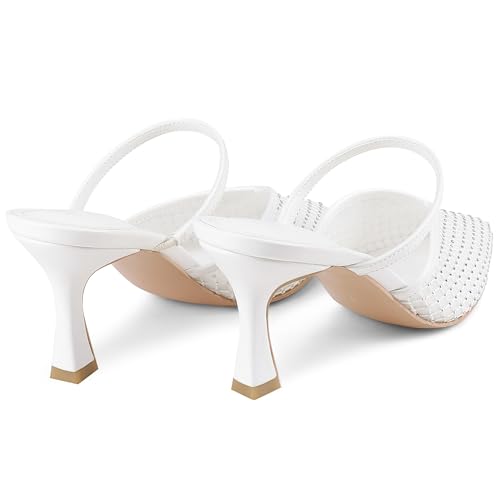 Image of USIMAD Women's Mesh Mule Heels Pointy Toe Closed Toe High Heel Sandals Slip On Dress Shoes with Memory Foam Insole Arch Support