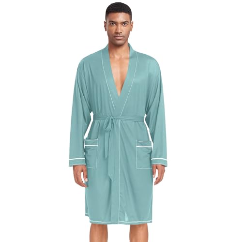 siphylline Bata de baño tipo bóxer con bolsillos para hombre, cuello en V, para dormitorio universitario, talla XL