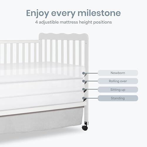 Image of Dream On Me Full Size Carson 3-in-1 Convertible Baby Crib, Locking Wheels | Portable & Converts to Toddler Bed & Daybed, 3 Adjustable Height, Wooden Crib, GREENGUARD Gold & BSA Verified, White
