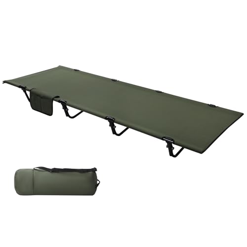 REDCAMP Ultralight Camping Bed for Adults, Aluminium Portable Camp Cot Sleeping Bed and Carry Bag for Camping, Hiking, Travel, RV,Outdoor,Overnighter,Army Green