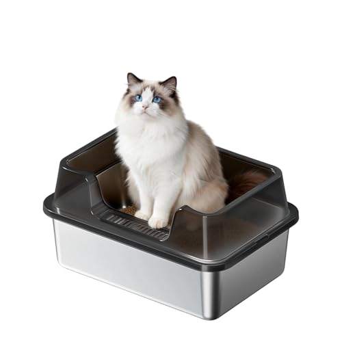 Caja sanitaria para gatos acero inoxidable extra grande abierta miniatura 1