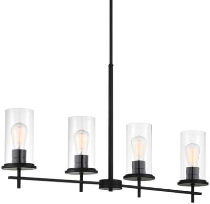 Minka Lavery 4097-66A Haisley 4 Light 34" Wide Vantage Linear Candle Chandelier, Coal