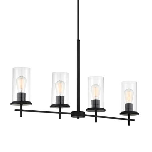 Minka Lavery 4097-66A Haisley 4 Light 34" Wide Vantage Linear Candle Chandelier, Coal