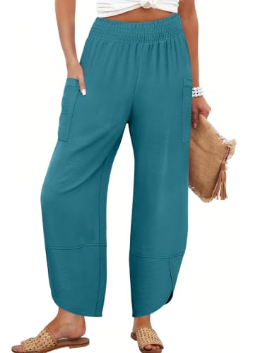 Image of ANRABESS Womens Wide Leg Palazzo Capri Barrel Pants