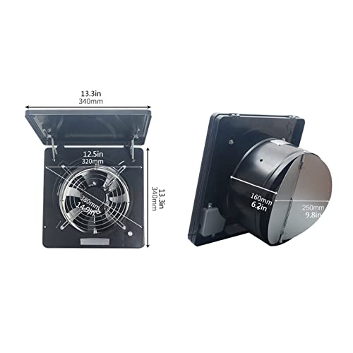 Ventilador de extracción 10" con cubierta, velocidad regulable, color negro, 100W, 1218 CFM miniatura 2